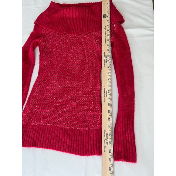 Y2K Candie’s sweater size XS stretchy fold over off shoulders long sleeve sequin - Picture 6 of 6